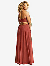 Rear View Thumbnail - Amber Sunset Strapless Empire Waist Cutout Maxi Dress with Covered Button Detail