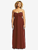 Front View Thumbnail - Auburn Moon Strapless Empire Waist Cutout Maxi Dress with Covered Button Detail