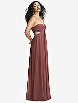 Alt View 1 Thumbnail - English Rose Strapless Empire Waist Cutout Maxi Dress with Covered Button Detail