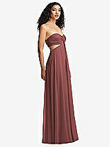 Alt View 3 Thumbnail - English Rose Strapless Empire Waist Cutout Maxi Dress with Covered Button Detail