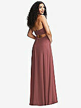 Alt View 4 Thumbnail - English Rose Strapless Empire Waist Cutout Maxi Dress with Covered Button Detail