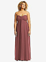 Front View Thumbnail - English Rose Strapless Empire Waist Cutout Maxi Dress with Covered Button Detail