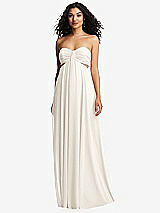 Alt View 2 Thumbnail - Ivory Strapless Empire Waist Cutout Maxi Dress with Covered Button Detail