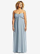 Front View Thumbnail - Mist Strapless Empire Waist Cutout Maxi Dress with Covered Button Detail