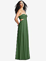 Alt View 1 Thumbnail - Vineyard Green Strapless Empire Waist Cutout Maxi Dress with Covered Button Detail
