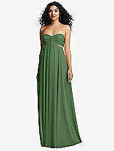 Alt View 2 Thumbnail - Vineyard Green Strapless Empire Waist Cutout Maxi Dress with Covered Button Detail