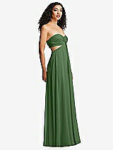Alt View 3 Thumbnail - Vineyard Green Strapless Empire Waist Cutout Maxi Dress with Covered Button Detail