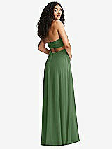 Alt View 4 Thumbnail - Vineyard Green Strapless Empire Waist Cutout Maxi Dress with Covered Button Detail