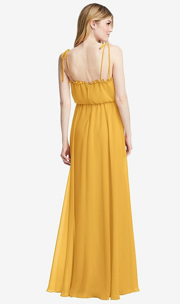 Back View - NYC Yellow Skinny Tie-Shoulder Ruffle-Trimmed Blouson Maxi Dress