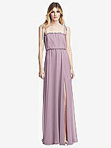 Front View Thumbnail - Suede Rose Skinny Tie-Shoulder Ruffle-Trimmed Blouson Maxi Dress