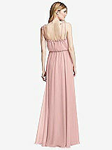 Rear View Thumbnail - Rose - PANTONE Rose Quartz Skinny Tie-Shoulder Ruffle-Trimmed Blouson Maxi Dress