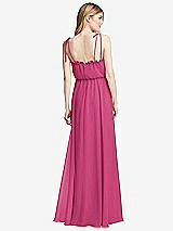 Rear View Thumbnail - Tea Rose Skinny Tie-Shoulder Ruffle-Trimmed Blouson Maxi Dress