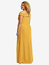 Alt View 3 Thumbnail - NYC Yellow Cuffed Off-the-Shoulder Pleated Faux Wrap Maxi Dress