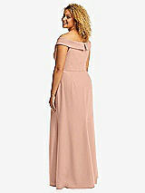 Alt View 3 Thumbnail - Pale Peach Cuffed Off-the-Shoulder Pleated Faux Wrap Maxi Dress