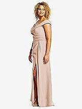 Alt View 2 Thumbnail - Cameo Cuffed Off-the-Shoulder Pleated Faux Wrap Maxi Dress