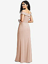 Rear View Thumbnail - Cameo Cuffed Off-the-Shoulder Pleated Faux Wrap Maxi Dress