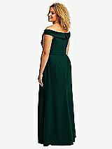 Alt View 3 Thumbnail - Evergreen Cuffed Off-the-Shoulder Pleated Faux Wrap Maxi Dress