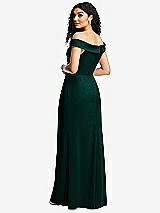 Rear View Thumbnail - Evergreen Cuffed Off-the-Shoulder Pleated Faux Wrap Maxi Dress