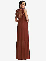 Rear View Thumbnail - Auburn Moon Tiered Ruffle Plunge Neck Open-Back Maxi Dress with Deep Ruffle Skirt