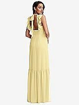 Rear View Thumbnail - Pale Yellow Tiered Ruffle Plunge Neck Open-Back Maxi Dress with Deep Ruffle Skirt