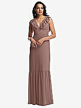 Front View Thumbnail - Sienna Tiered Ruffle Plunge Neck Open-Back Maxi Dress with Deep Ruffle Skirt