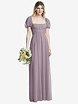 Alt View 1 Thumbnail - Lilac Dusk Regency Empire Waist Puff Sleeve Chiffon Maxi Dress