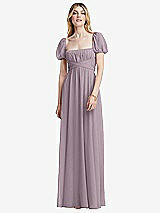Front View Thumbnail - Lilac Dusk Regency Empire Waist Puff Sleeve Chiffon Maxi Dress