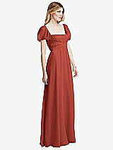Side View Thumbnail - Amber Sunset Regency Empire Waist Puff Sleeve Chiffon Maxi Dress