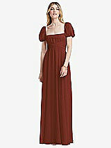 Front View Thumbnail - Auburn Moon Regency Empire Waist Puff Sleeve Chiffon Maxi Dress