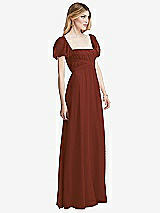 Side View Thumbnail - Auburn Moon Regency Empire Waist Puff Sleeve Chiffon Maxi Dress