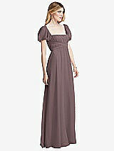 Side View Thumbnail - French Truffle Regency Empire Waist Puff Sleeve Chiffon Maxi Dress