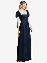 Side View Thumbnail - Midnight Navy Regency Empire Waist Puff Sleeve Chiffon Maxi Dress