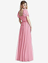 Rear View Thumbnail - Peony Pink Regency Empire Waist Puff Sleeve Chiffon Maxi Dress