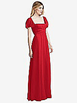 Side View Thumbnail - Parisian Red Regency Empire Waist Puff Sleeve Chiffon Maxi Dress