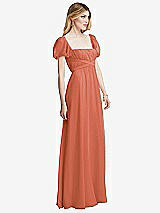 Side View Thumbnail - Terracotta Copper Regency Empire Waist Puff Sleeve Chiffon Maxi Dress