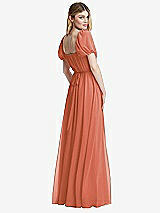 Rear View Thumbnail - Terracotta Copper Regency Empire Waist Puff Sleeve Chiffon Maxi Dress