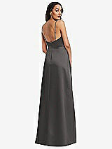 Rear View Thumbnail - Caviar Gray Adjustable Strap Faux Wrap Maxi Dress with Covered Button Details