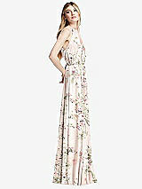 Side View Thumbnail - Blush Garden Illusion Back Halter Maxi Dress with Covered Button Detail