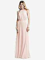 Front View Thumbnail - Blush Illusion Back Halter Maxi Dress with Covered Button Detail