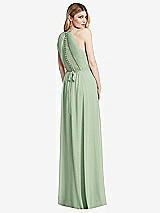 Rear View Thumbnail - Celadon Illusion Back Halter Maxi Dress with Covered Button Detail