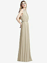 Side View Thumbnail - Champagne Illusion Back Halter Maxi Dress with Covered Button Detail