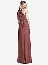Rear View Thumbnail - English Rose Illusion Back Halter Maxi Dress with Covered Button Detail
