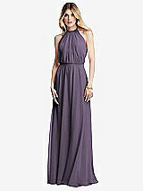 Front View Thumbnail - Lavender Illusion Back Halter Maxi Dress with Covered Button Detail