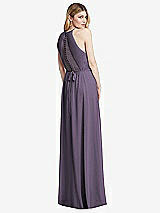 Rear View Thumbnail - Lavender Illusion Back Halter Maxi Dress with Covered Button Detail