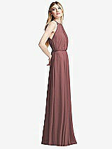 Side View Thumbnail - Rosewood Illusion Back Halter Maxi Dress with Covered Button Detail