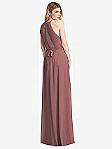Rear View Thumbnail - Rosewood Illusion Back Halter Maxi Dress with Covered Button Detail