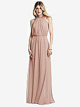 Front View Thumbnail - Toasted Sugar Illusion Back Halter Maxi Dress with Covered Button Detail