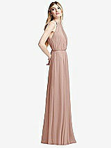 Side View Thumbnail - Toasted Sugar Illusion Back Halter Maxi Dress with Covered Button Detail