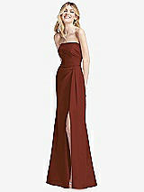 Alt View 2 Thumbnail - Auburn Moon Strapless Pleated Faux Wrap Trumpet Gown with Front Slit