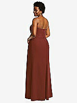 Rear View Thumbnail - Auburn Moon Strapless Pleated Faux Wrap Trumpet Gown with Front Slit